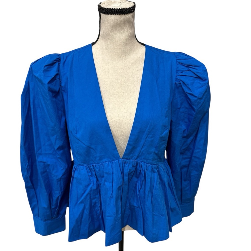 Anthropologie Let Me Be Puff-Sleeve V-Neck Blouse Small - Picture 5 of 6
